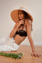 Load image into Gallery viewer, Bernadine raffia straw hat with silk laces at the back