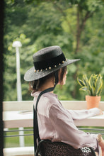 Load image into Gallery viewer, Vesper black raffia boater hat