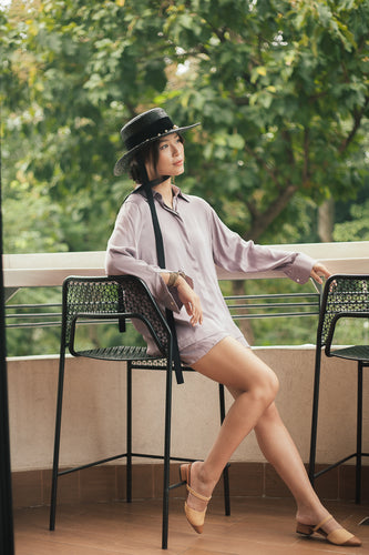 Sorrento smokey purple silk shorts