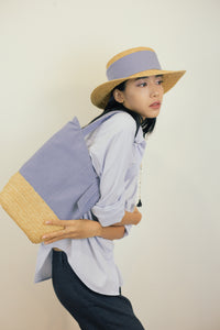 Faye mini raffia and linen bag